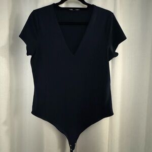 Dynamite Navy V-Neck Bodysuit